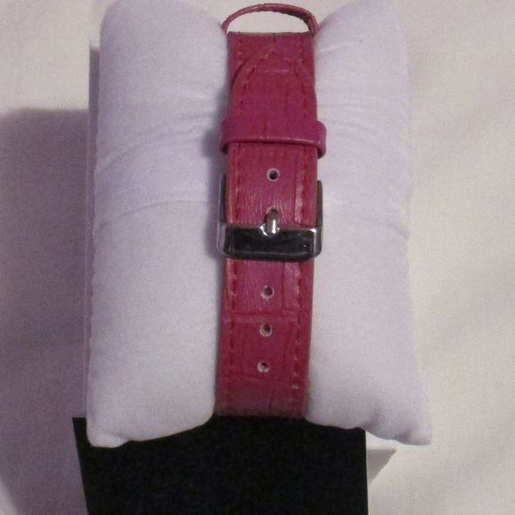 Strada Austrian Crystal Japanese Movement Watch with Rose Red Faux Leather Band - Picture 4 of 7